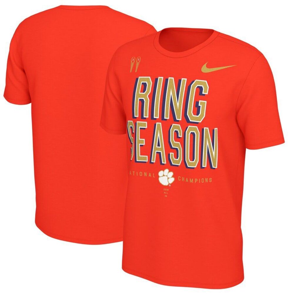 Clemson Tigers Nike 2018 National Playoff Ring Season T Shirt Mens 2XL Orange